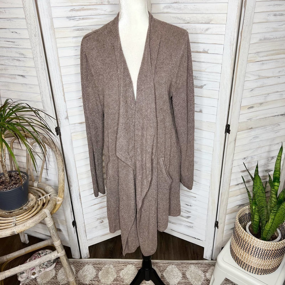 BAREFOOT DREAMS Women's 903 Calypso Cardigan Sweater Cozychic Lite Taupe Medium - Picture 11 of 12